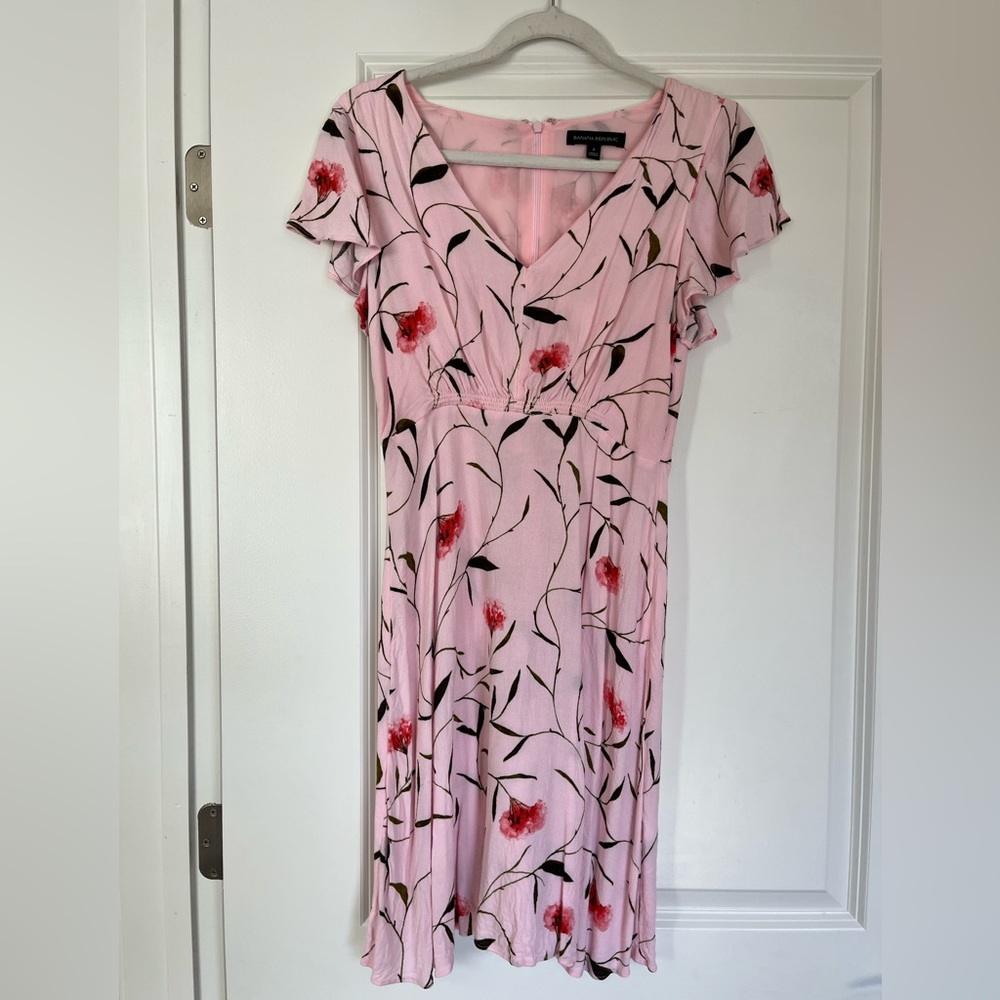 Pink floral mini dress
